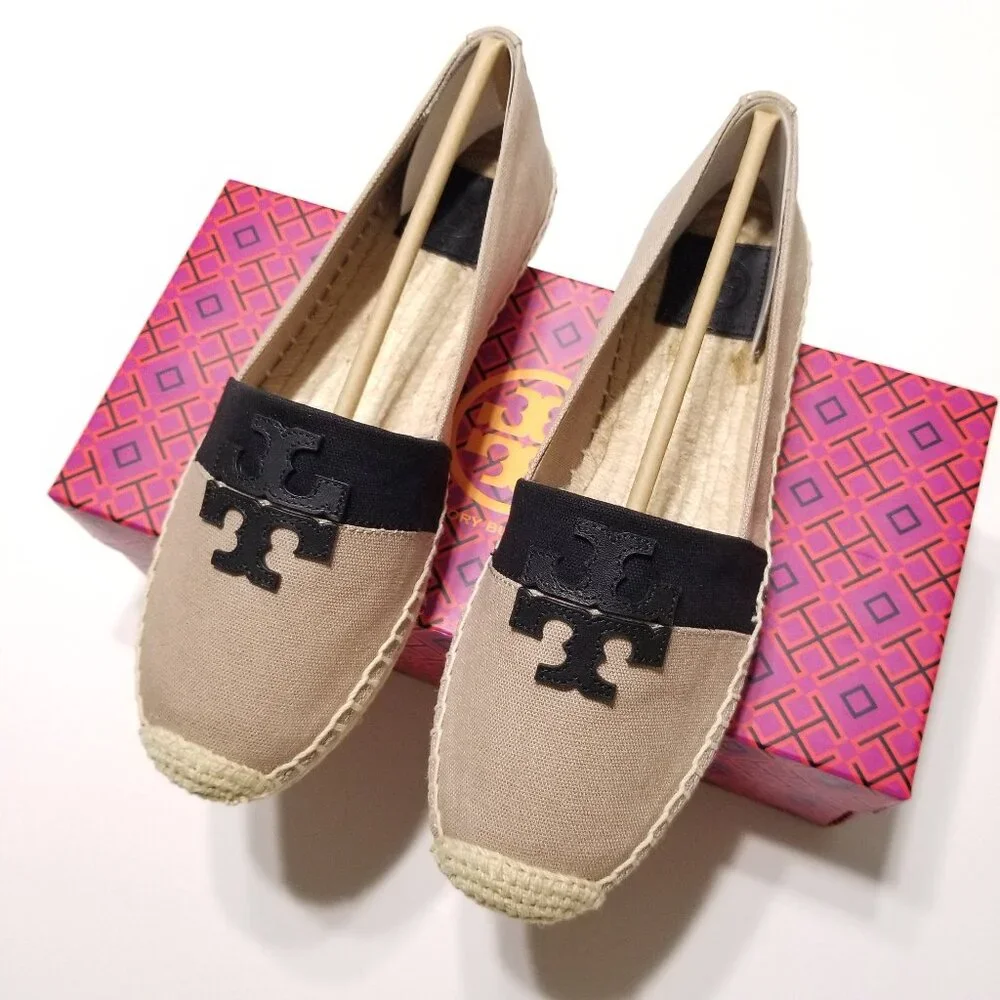 ✨NEW✨ Tory Burch Weston Flat Espadrilles in Natural/Black‎ Size 9.5, 10